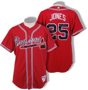 Men Atlanta Braves #25 Andruw Jones Red Cool Base Red Stitched MLB Jersey