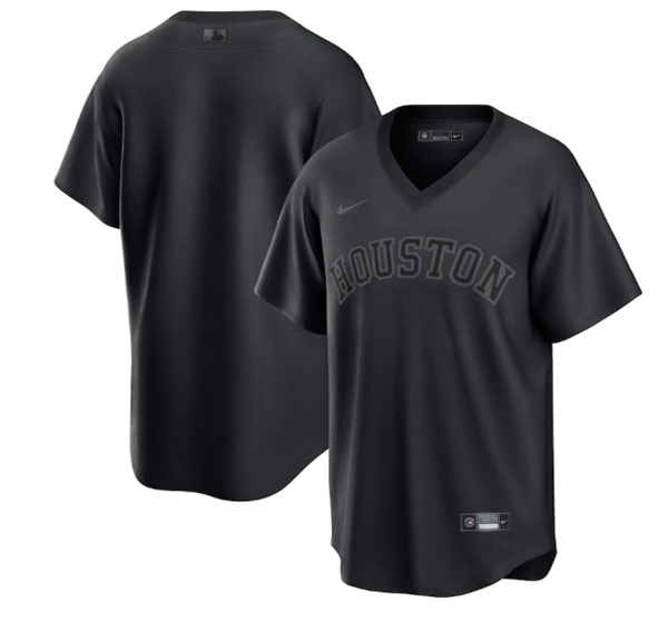 Men Houston Astros Blank Black Pitch Black Fashion Replica Stitched Jersey