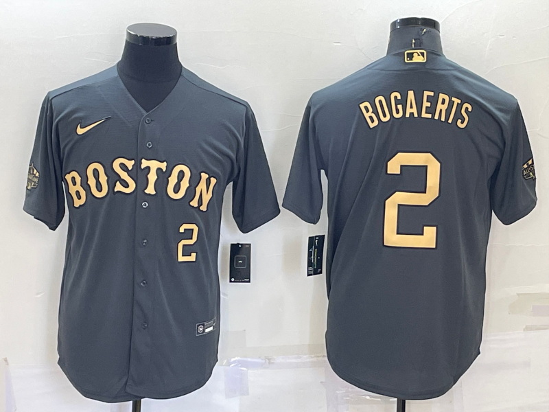 Men Boston Red Sox 2 Xander Bogaerts 2022 All Star Charcoal Cool Base Stitched Jersey