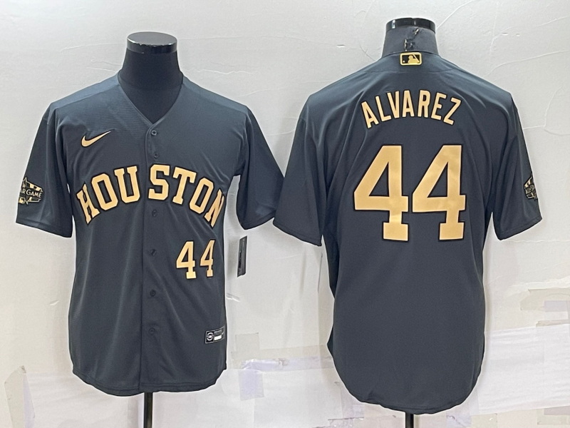 Men Houston Astros 44 Yordan Alvarez 2022 All Star Charcoal Cool Base Stitched Baseball Jersey