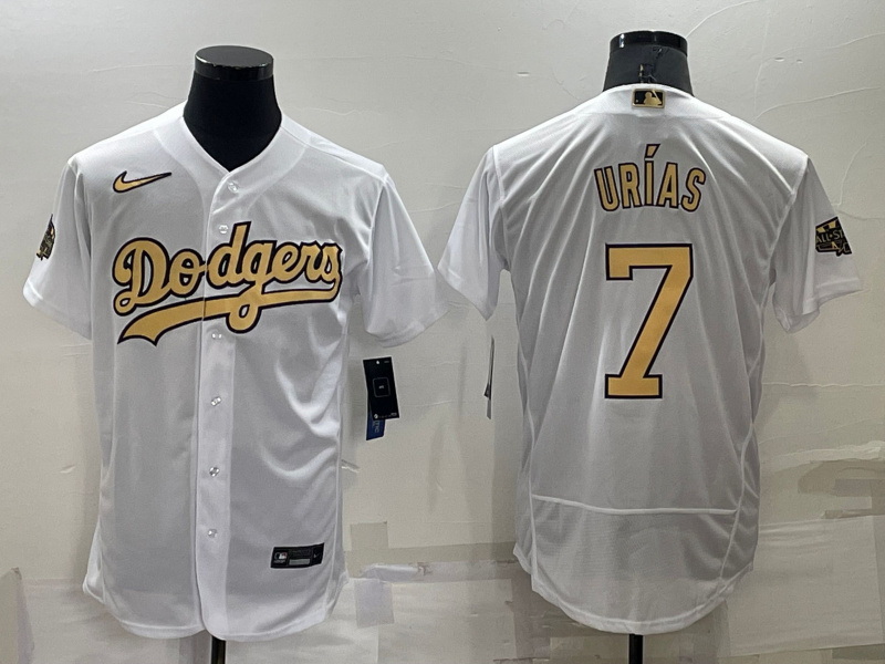 Men Los Angeles Dodgers 7 Julio Ur EDas 2022 All Star White Flex Base Stitched Baseball Jersey