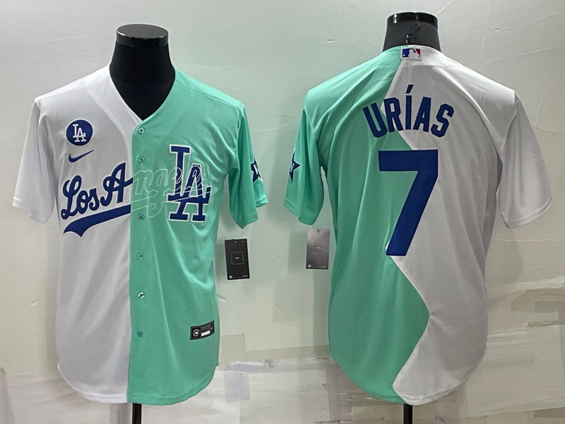 Men Los Angeles Dodgers 7 Julio Ur EDas 2022 All Star White Green Cool Base Stitched Jerseys