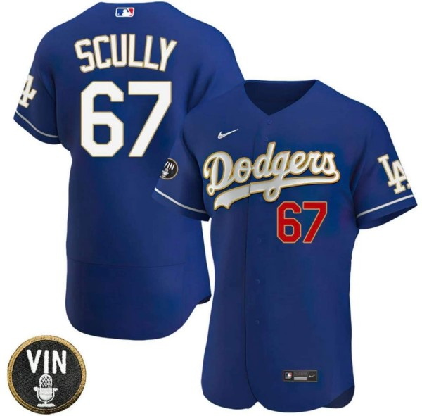 Men Los Angeles Dodgers 67 Vin Scully 2022 Navy Vin Scully Patch