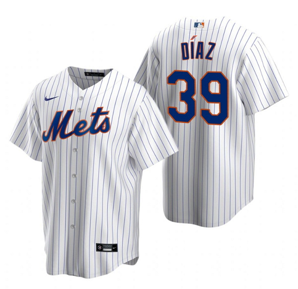 Men New York Mets 39 Edwin D EDaz White Cool Base Stitched Baseball Jersey