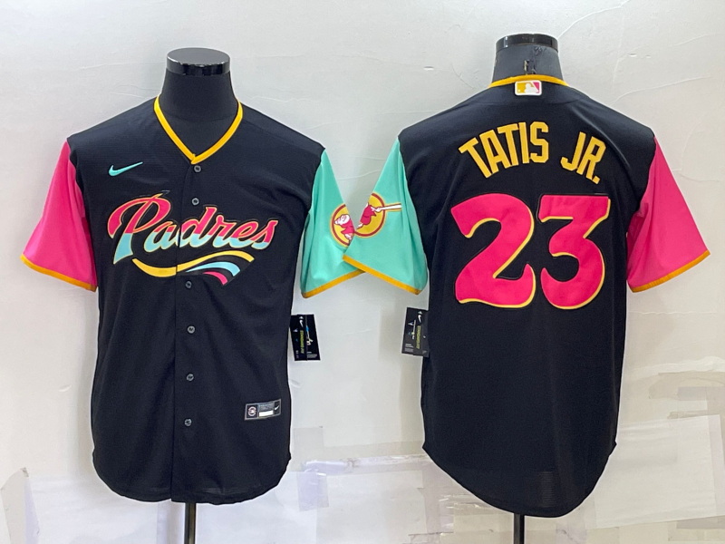 Men San Diego Padres 23 Fernando Tatis Jr  2022 Black City Conne