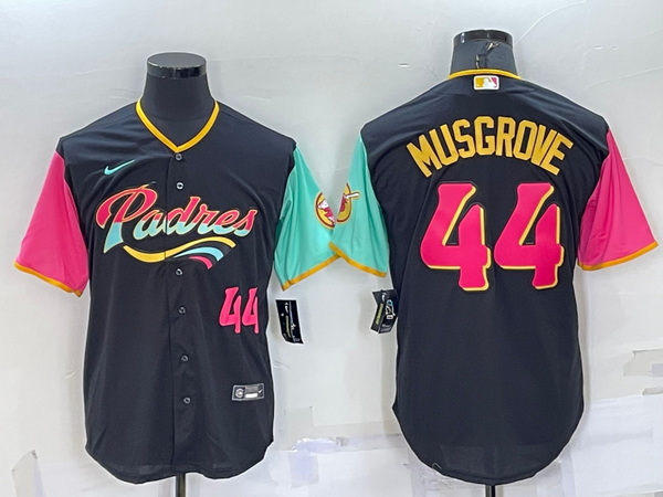 Men San Diego Padres 44 Joe Musgrove 2022 Black City Connect Cool Base Stitched Jersey