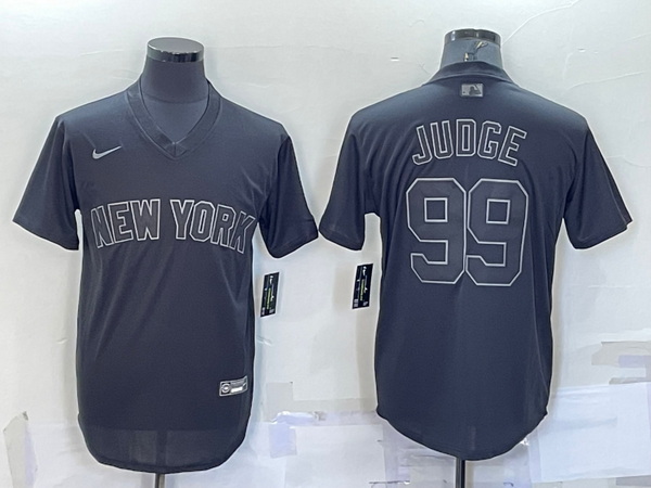 Men New York Yankees 99 Aaron Judge Black Pitch Black Fashion Replica Stitched Jersey