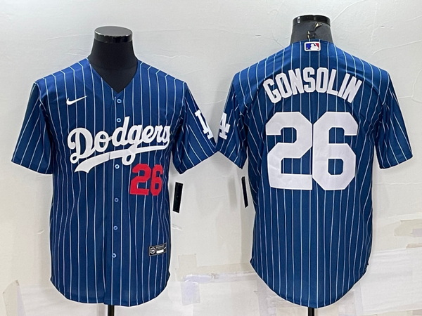 Men Los Angeles Dodgers 26 Tony Gonsolin Navy Cool Base Stitched Baseball Jersey