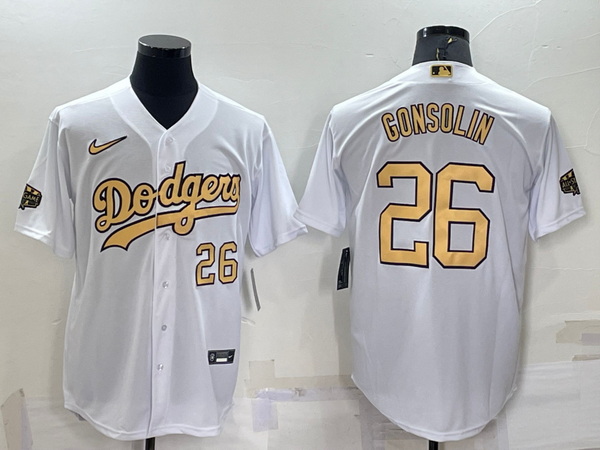 Men Los Angeles Dodgers 26 Tony Gonsolin 2022 All Star White Cool Base Stitched Baseball Jersey