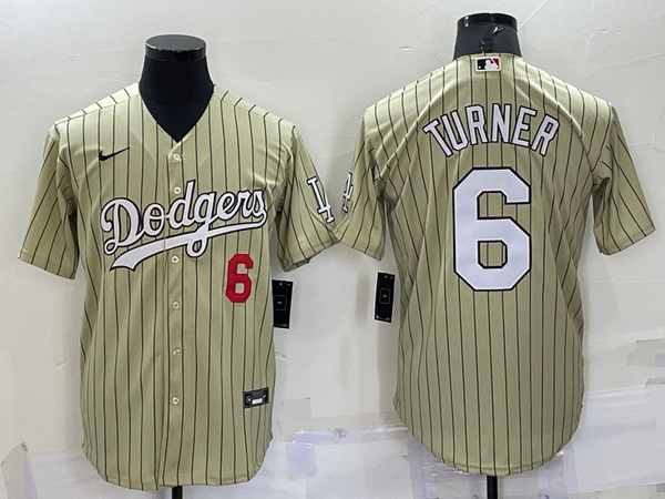 Men Los Angeles Dodgers 6 Trea Turner Cream Cool Base Stitched J