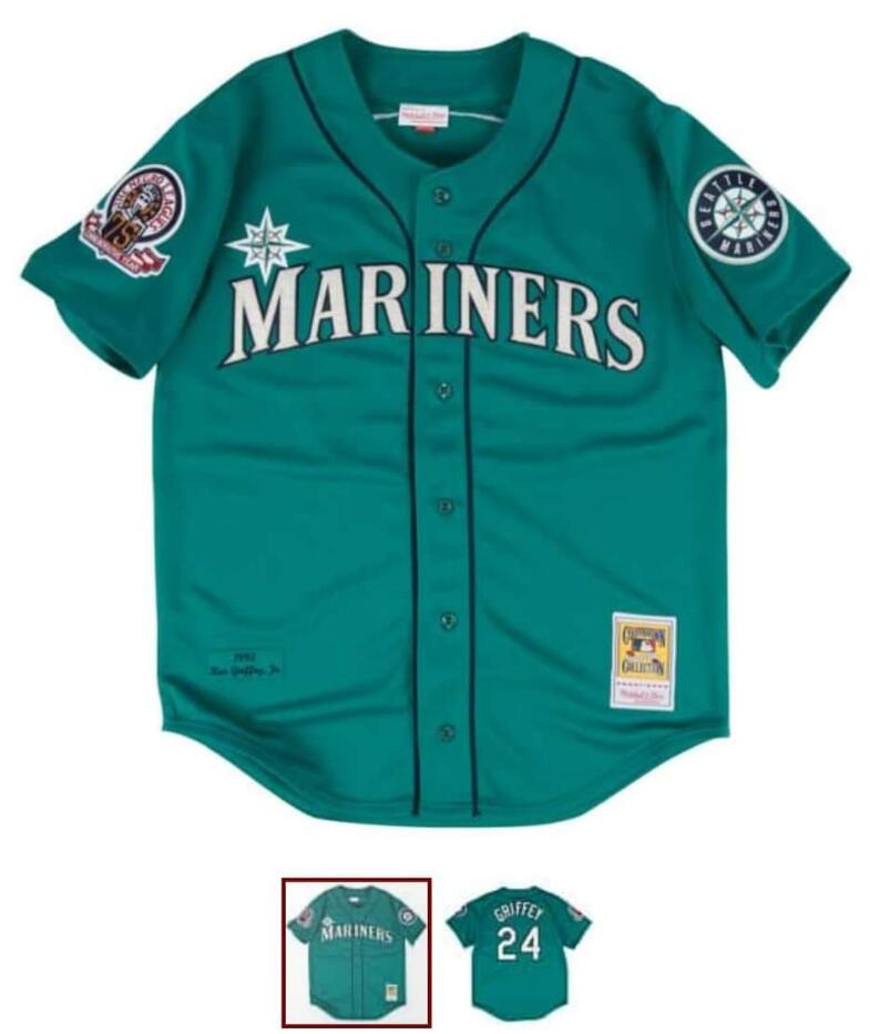 Youth Seattle Mariners Ken Griffey Jr #24 MItchell Ness Stitched Jersey