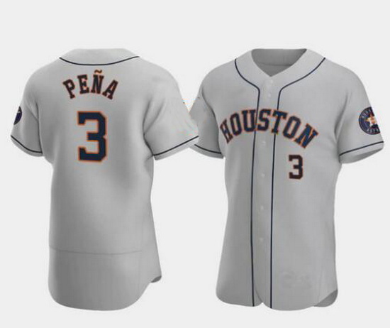 Men New Houston Astros #3 Jeremy Pena Grey Stitched Jersey