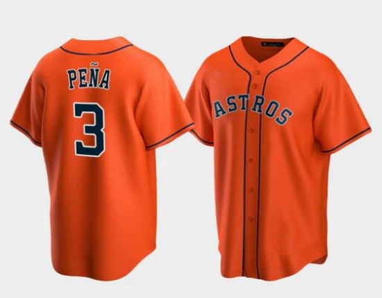 Men New Houston Astros #3 Jeremy Pena Orange Stitched Jersey