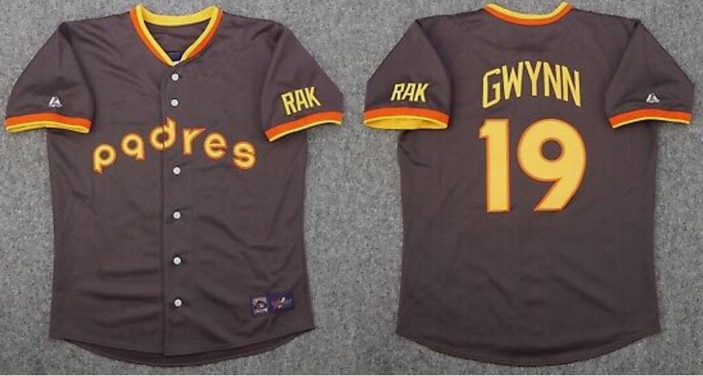 Men San Diego Padres 19 Tony Gwynn Brown Throwback MLB Jersey