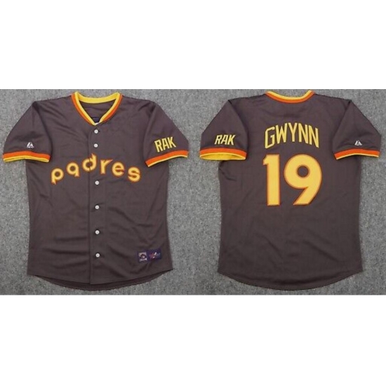 women San Diego Padres 19 Tony Gwynn Brown Throwback MLB Jersey