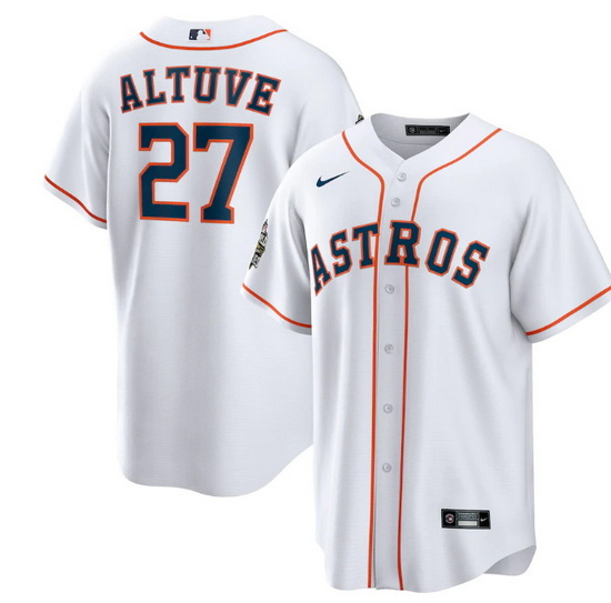 Men Houston Astros 27 Jose Altuve White 2022 World Series Home Stitched Baseball Jersey