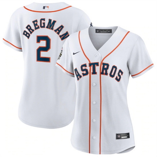 Women Houston Astros 2 Alex Bregman White 2022 World Series Cool Base Stitched Baseball Jersey