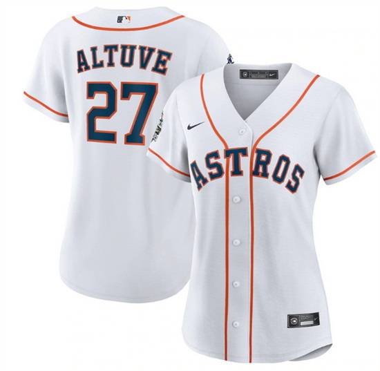 Women Houston Astros 27 Jose Altuve White 2022 World Series Cool Base Stitched Baseball Jersey