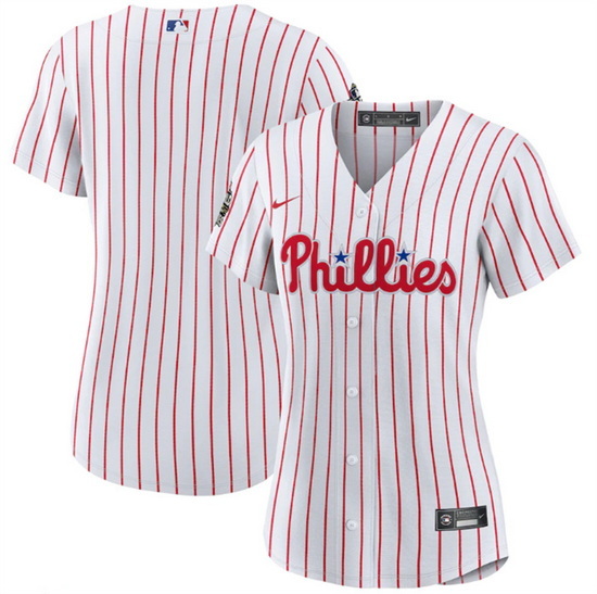 Women Philadelphia Phillies Blank White 2022 World Series Flex Base Stitched Baseball Jersey