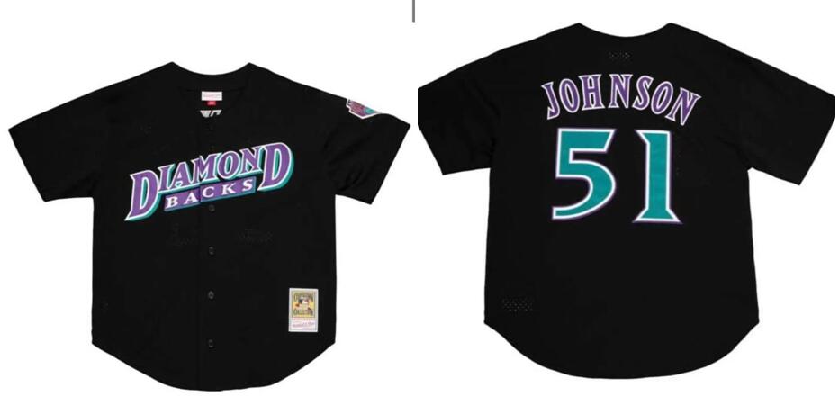 Men Diamond Backs 51 Johnson Black Jersey