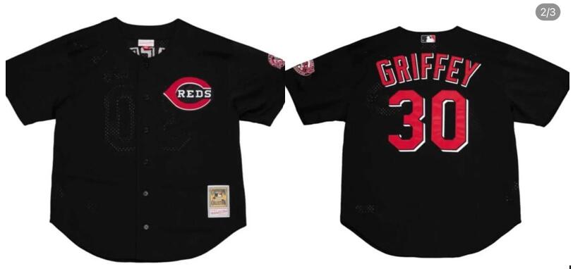 Men Cincinnati Reds 30 Ken Griffey Black Alternate Cool Base MLB Jersey