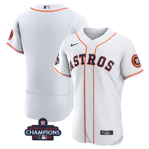 Men's Houston Astros Blank White 2022 World Series Champions Flex Base Stitched Baseball Jersey