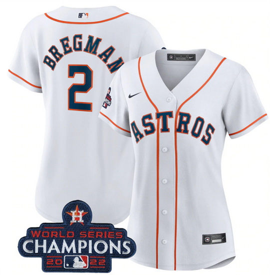 Women Houston Astros 2 Alex Bregman White 2022 World Series Champions Cool Base Stitched Baseball Je