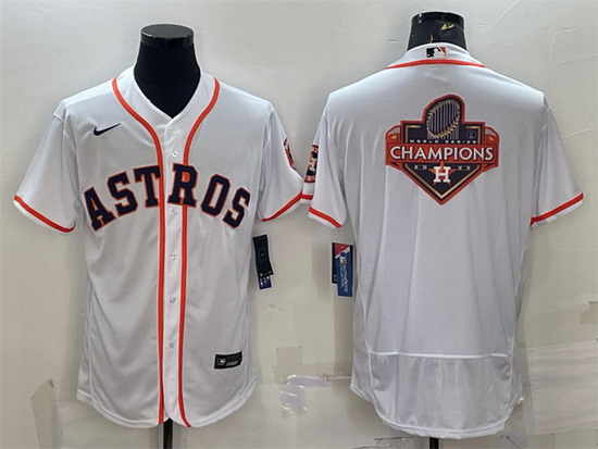 Men Houston Astros White 2022 World Series Champions Team Big Logo Flex Base Stitched Jersey