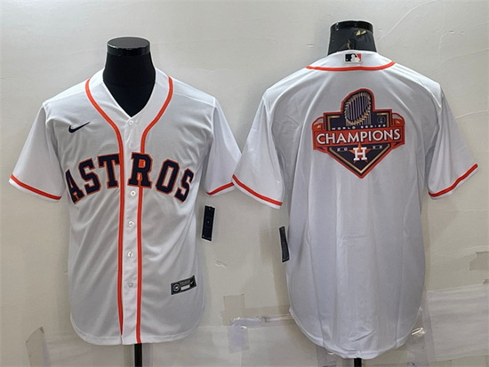 Men Houston Astros White 2022 World Series Champions Team Big Logo Cool Base Stitched Jersey