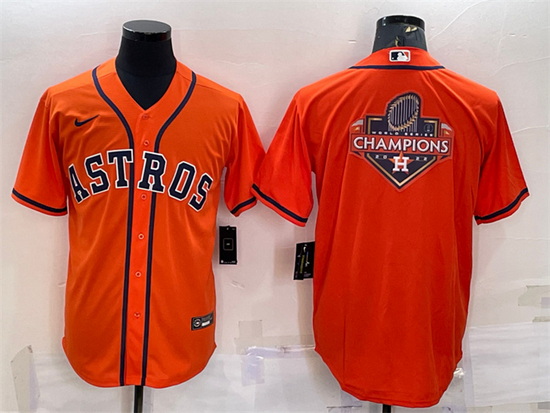 Men Houston Astros Orange 2022 World Series Champions Team Big Logo Cool Base Stitched Jersey