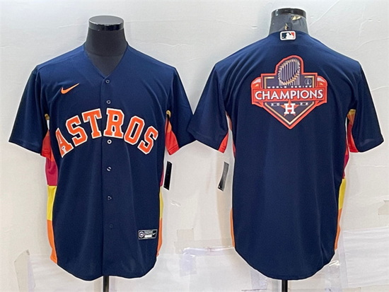 Men Houston Astros Navy 2022 World Series Champions Team Big Logo Cool Base Stitched Jersey