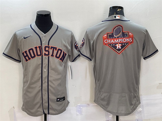 Men Houston Astros Gray 2022 World Series Champions Team Big Logo Flex Base Stitched