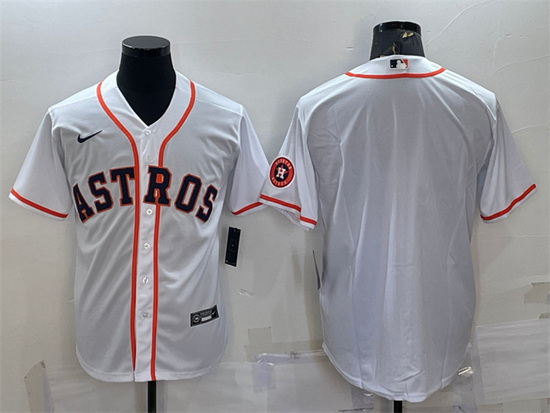 Men Houston Astros Blank White With Patch Cool Base Stitched Jersey