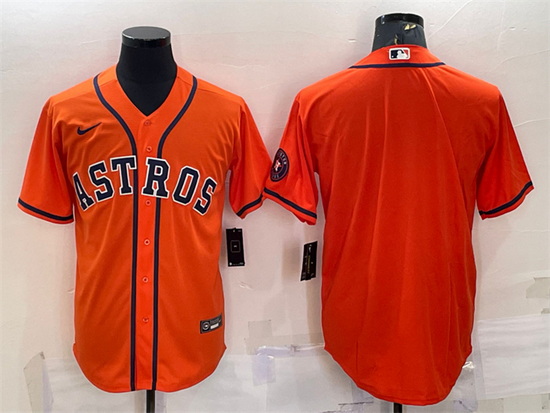 Men Houston Astros Blank Orange With Patch Cool Base Stitched Jersey