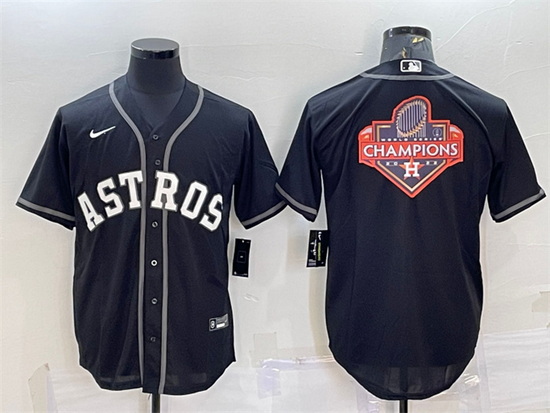 Men Houston Astros Black 2022 World Series Champions Team Big Logo Cool Base Stitched Jersey