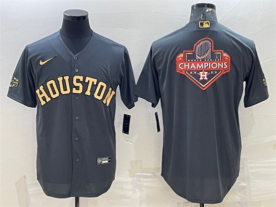 Men Houston Astros All Star Charcoal 2022 World Series Champions Team Big Logo Cool Base Stitched Je