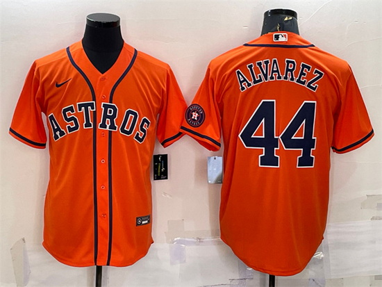 Men Houston Astros 44 Yordan Alvarez Orange With Patch Cool Base Stitched Jersey