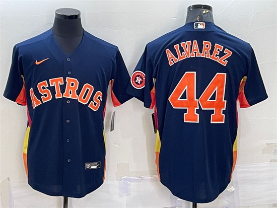 Men Houston Astros 44 Yordan Alvarez Navy With Patch Cool Base Stitched Jersey