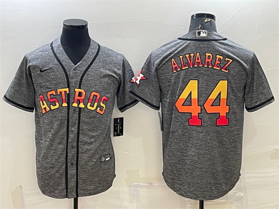 Men Houston Astros 44 Yordan Alvarez Grey Cool Base Stitched Baseball Jersey