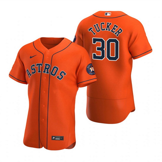 Men Houston Astros 30 Kyle Tucker Orange Flex Base Stitched Jersey