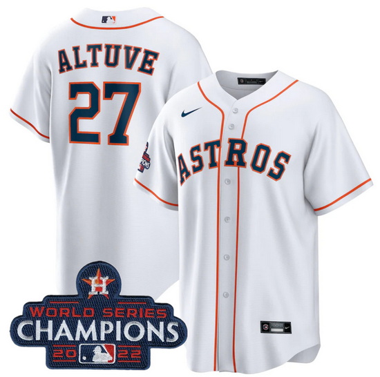 Men Houston Astros 27 Jose Altuve White 2022 World Series Champions Home Stitched Baseball Jersey