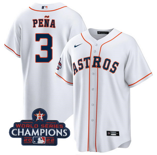 Men Houston Astros 3 Jeremy Pena White 2022 World Series Champions Cool Base Stitched Baseball Jerse