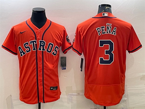 Men Houston Astros 3 Jeremy Pena Orange Flex Base Stitched Baseb