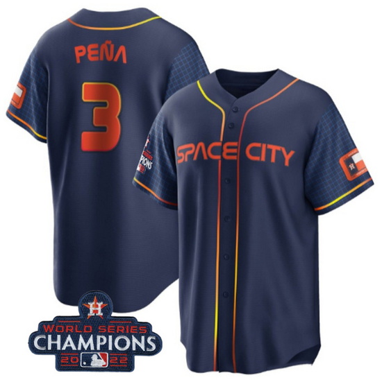 Men Houston Astros 3 Jeremy Pena Navy 2022 World Series Champions City Connect Stitched Baseball Jer