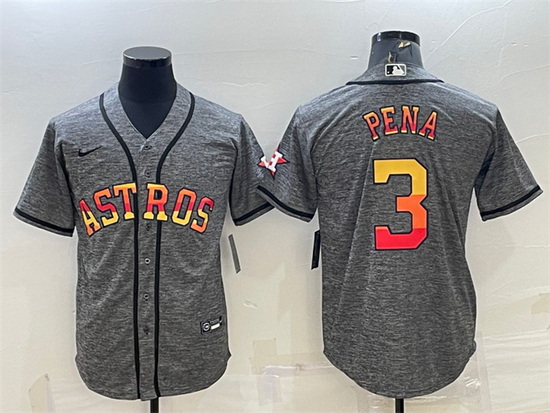 Men Houston Astros 3 Jeremy Pena Grey Cool Base Stitched Basebal