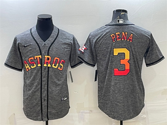 Men Houston Astros 3 Jeremy Pena Grey Cool Base Stitched Baseball Jersey