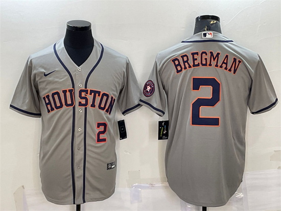 Men Houston Astros 2 Alex Bregman White With Patch Cool Base Stitched Jerseys