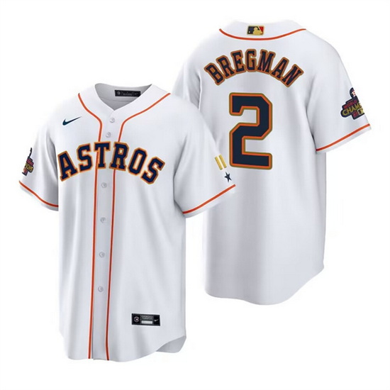 Men Houston Astros 2 Alex Bregman White Gold 2022 World Series C