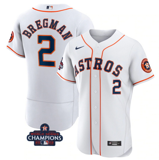 Men Houston Astros 2 Alex Bregman White 2022 World Series Champions Flex Base Stitched Baseball Jers