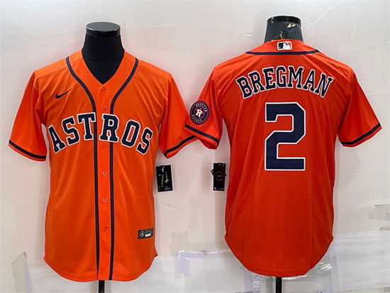 Men Houston Astros 2 Alex Bregman Orange With Patch Cool Base St